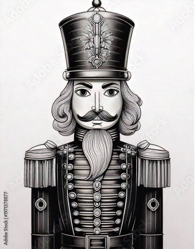 Ornate Nutcracker Soldier Figure with Detailed Uniform.