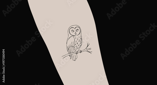Minimalist Owl Tattoo Design on Skin