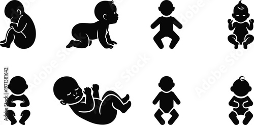 Gender symbol. Toilet symbol in unicode. Baby changing station silhouette on white background