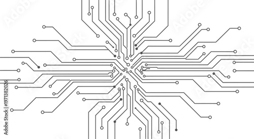 Complex Electronic Circuit Board Lines with Central Processing Unit Design, Digital Technology Background, Isolated White Background