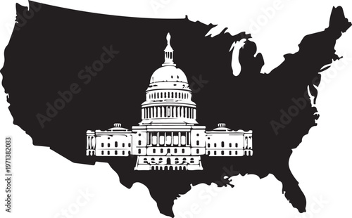 United States Capitol icon in silhouette 