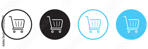 Shopping cart icons set. Shopping basket icon collection. Shopping cart line and flat icon. Internet shop symbol. Web store shopping cart - stock vector.