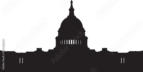United States Capitol icon in silhouette on white background.