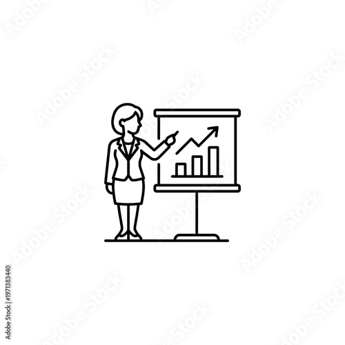 Businesswoman presenting data on graph chart.