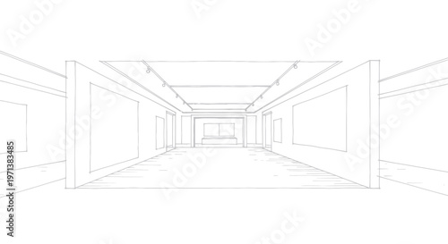 Tablou pe pânză Architectural blueprint of a modern building interior sketch.