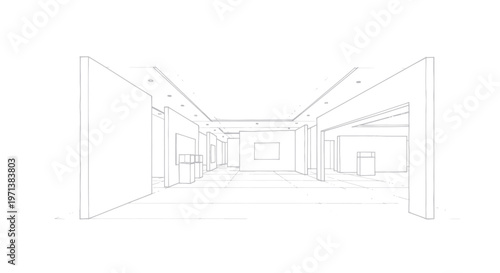 Architectural blueprint of a modern interior space with clean lines and open design.