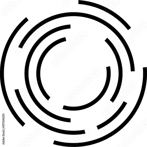 Broken Circle Lines Glitch HUD Tech Ring, Fragmented Arc Segments Futuristic Interface