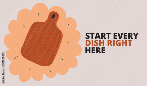 Cartoon vector illustration of cutting board, symbolizing cooking, food preparation, and kitchen essentials