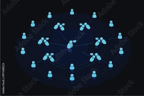 Net Promoter Score Growth Concept with Expanding Word of Mouth Ripple Network Showing Exponential Customer Referral Spread Illustration
