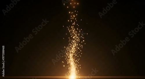 Golden Sparks Erupting Upwards Against Dark Background, Celebration and Festive Atmosphere