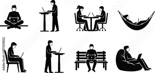 Professional modern business entrepreneur working on laptop in bright sunlit office space with coffee, planning financial strategy for successful corporate growth and development