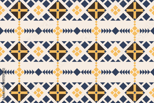 native american seamless pattern on color combination, seamless geometric patterns design use for cardigan, folk embroidery, clothing, cloth bag, tapestry wall hangings, carpet, vector illustration.