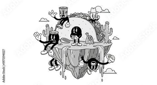 Monkeys hanging from a cliff.