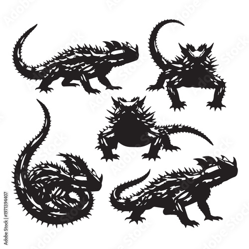 Black Thorny devil  Silhouette Vector, High Quality Illustration on White Background