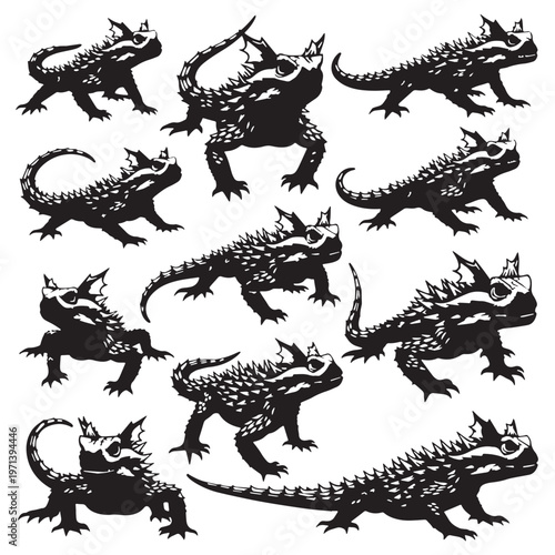 Black Thorny devil  Silhouette Vector, High Quality Illustration on White Background