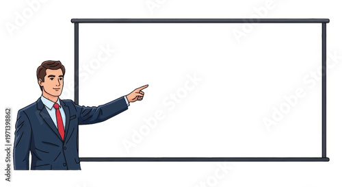Businessman presenting on a large projector screen