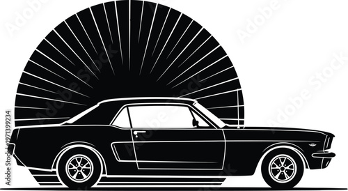 Vintage fathers day vector illustration classic 1960s muscle car graphic for dad's special day