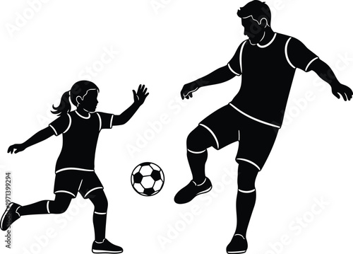 Fathers day vector illustration father and daughter playing soccer a heartwarming family moment