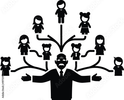 Fathers day vector loving dad family tree illustration for celebrating parenthood and generational bonds