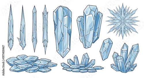 Collection of various crystal shapes.
