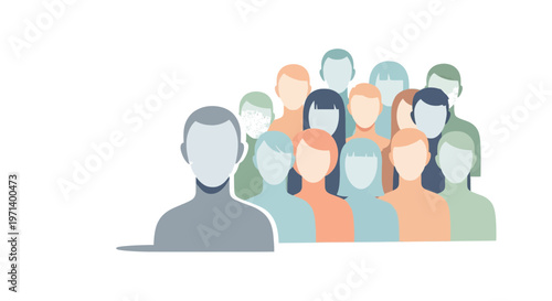 Loneliness in a Crowd Concept, Social Isolation and Mental Health Illustration