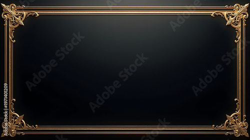 AI Ultra Luxury Gold Ornamental Frame on Dark Background