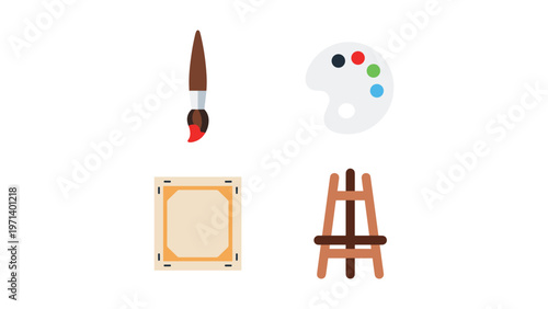 Artistic tools arranged for a creative painting session