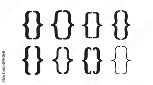 Set of brace symbols for software development web design and data formatting