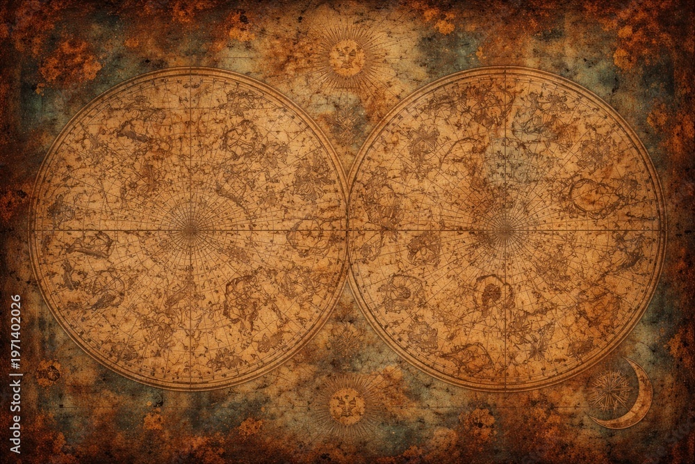 Naklejka premium Vintage celestial map illustration