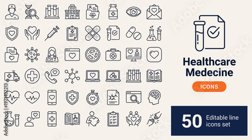 Heathcare  icons Pixel perfect. medical, tests, science.
