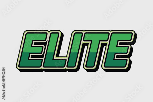 Elite, green, 3D, gradient, text, logo, vector