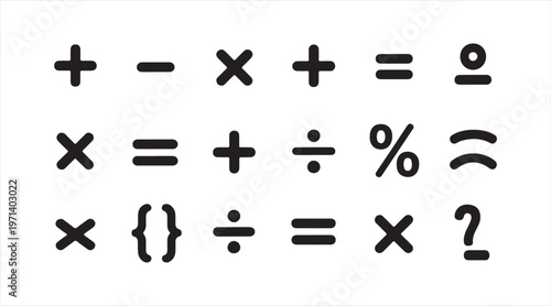 Set of mathematical signs including plus minus multiply and divide for school and learning themes