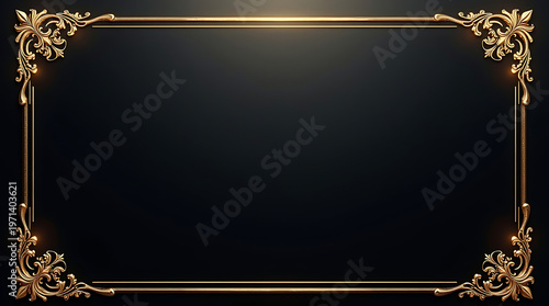 AI Luxury Gold Ornamental Frame with Dark Elegant Background