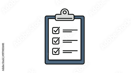 Document clipboard with checklist showing three successfully completed tasks marked with checkmarks for project management.
