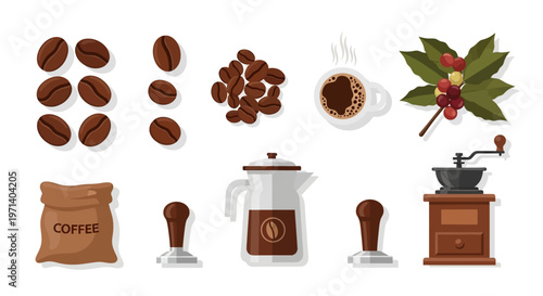 Coffee Beans and Brewing Equipment.