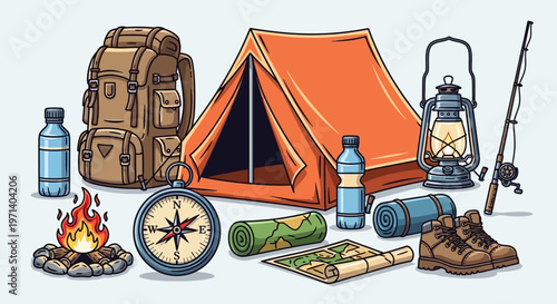 Camping gear and outdoor equipment.