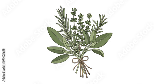 Bunch of fresh green herbal leaves.