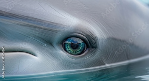 Intelligent Gaze of a Dolphin's Eye Reflecting the Ocean Depths
