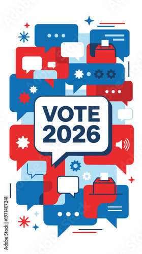 Modern Civic Awareness Layout Poster for Midterm Election 2026 Voting Campaign, Clean Election Awareness Poster Design for Midterm Election 2026 Vote Reminder, Professional Civic Design Poster 