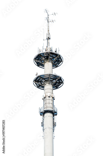 Communication tower transmitting radio television cell phone signals