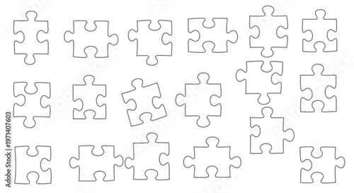 Jigsaw puzzle pieces connected together.