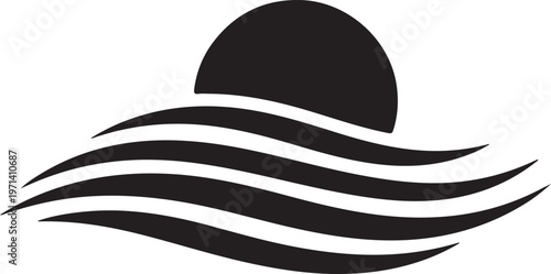 Sun Rising Silhouette Minimal Icon