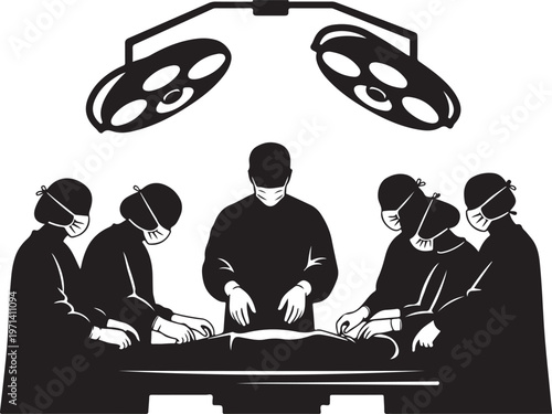 Surgery Operation Scene Silhouette