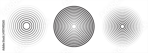 Concentric circles geometric element. Concentric segments of circles, random lines following a circle path. Spiral backgrounds. EPS vector illustration