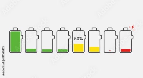 Battery Level Indicators Showing Charge Status.