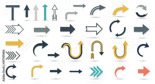 Collection of Diverse Arrow Icons and Symbols.