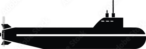Minimalist black submarine vessel vector illustration