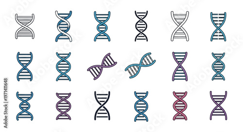 DNA helix structure set for genetic research and biology.