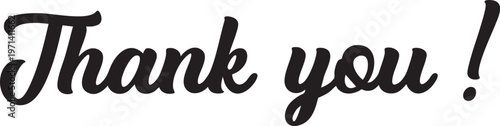 Elegant Thank You text in a flowing script font isolated on a white background for appreciation and gratitude messages