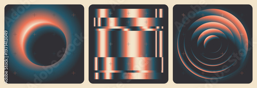 Set of Vector Gradient Illustrations with Abstract Shapes and Vintage Colors